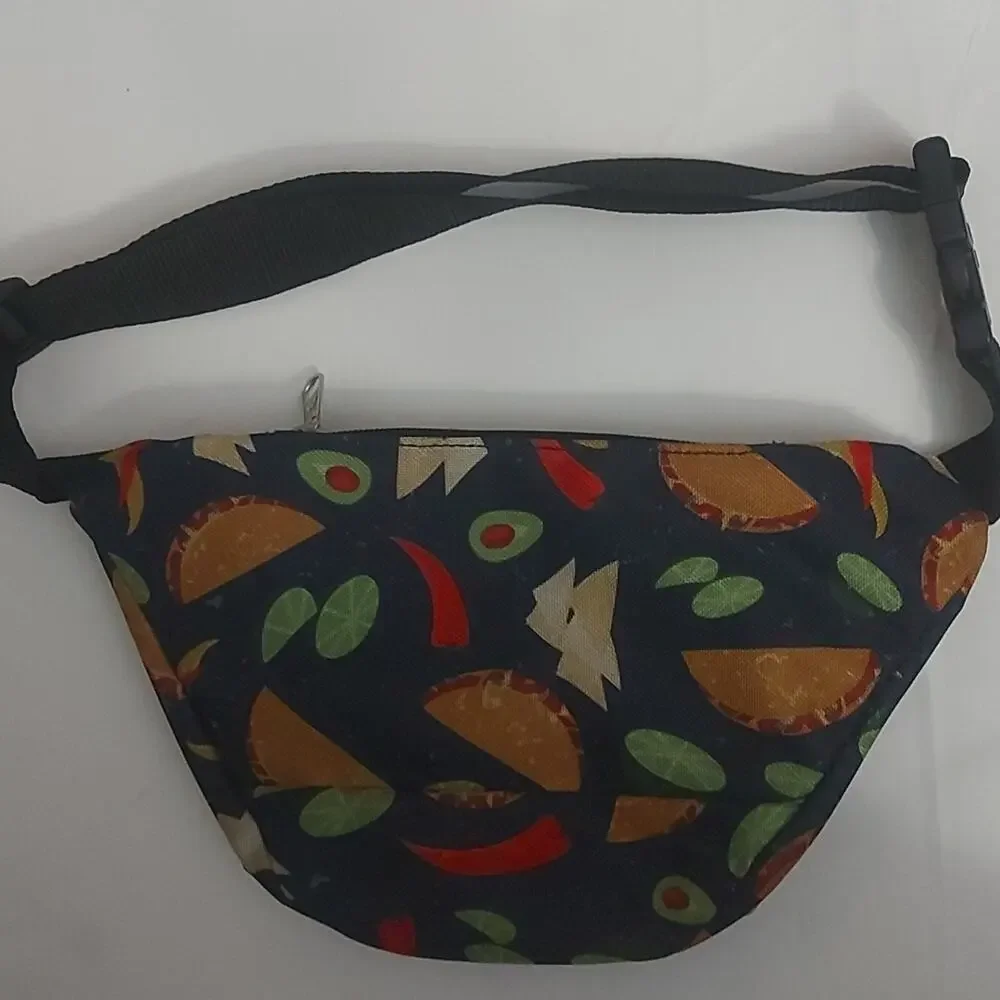 Everest Navy Blue Fanny Pack Taco Food Print Belt 90s Gorpcore Granola Girl Twee